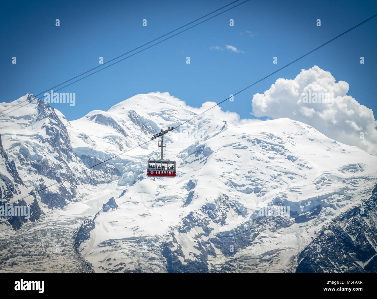 Seilbahn- und den Mont Blanc, Chamonix, Fance. Stockfoto