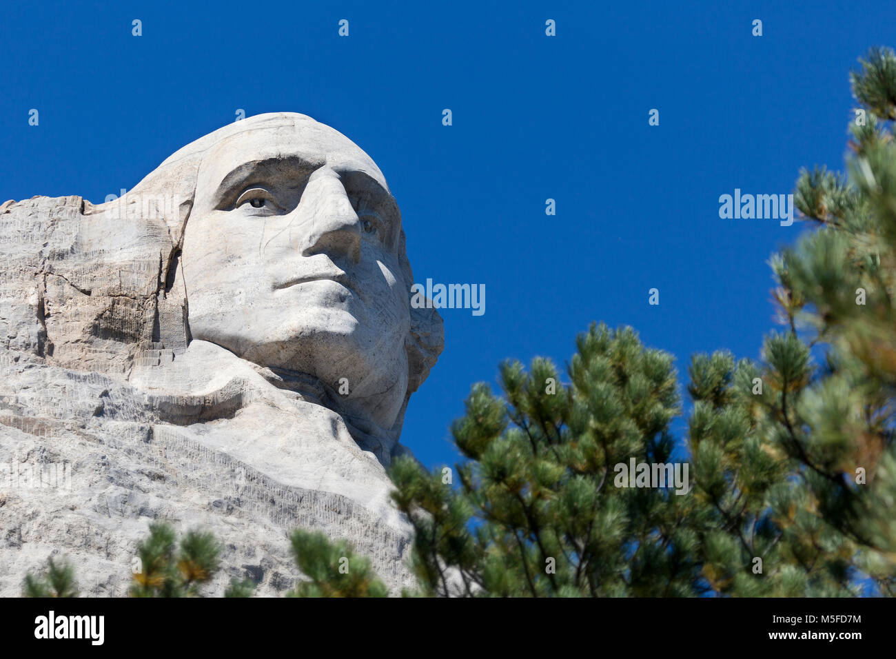 SD 00010-00 ... South Dakota - Presedent George Washington geschnitzt in einem Berghang am Mount Rushmore National Memorial. Stockfoto