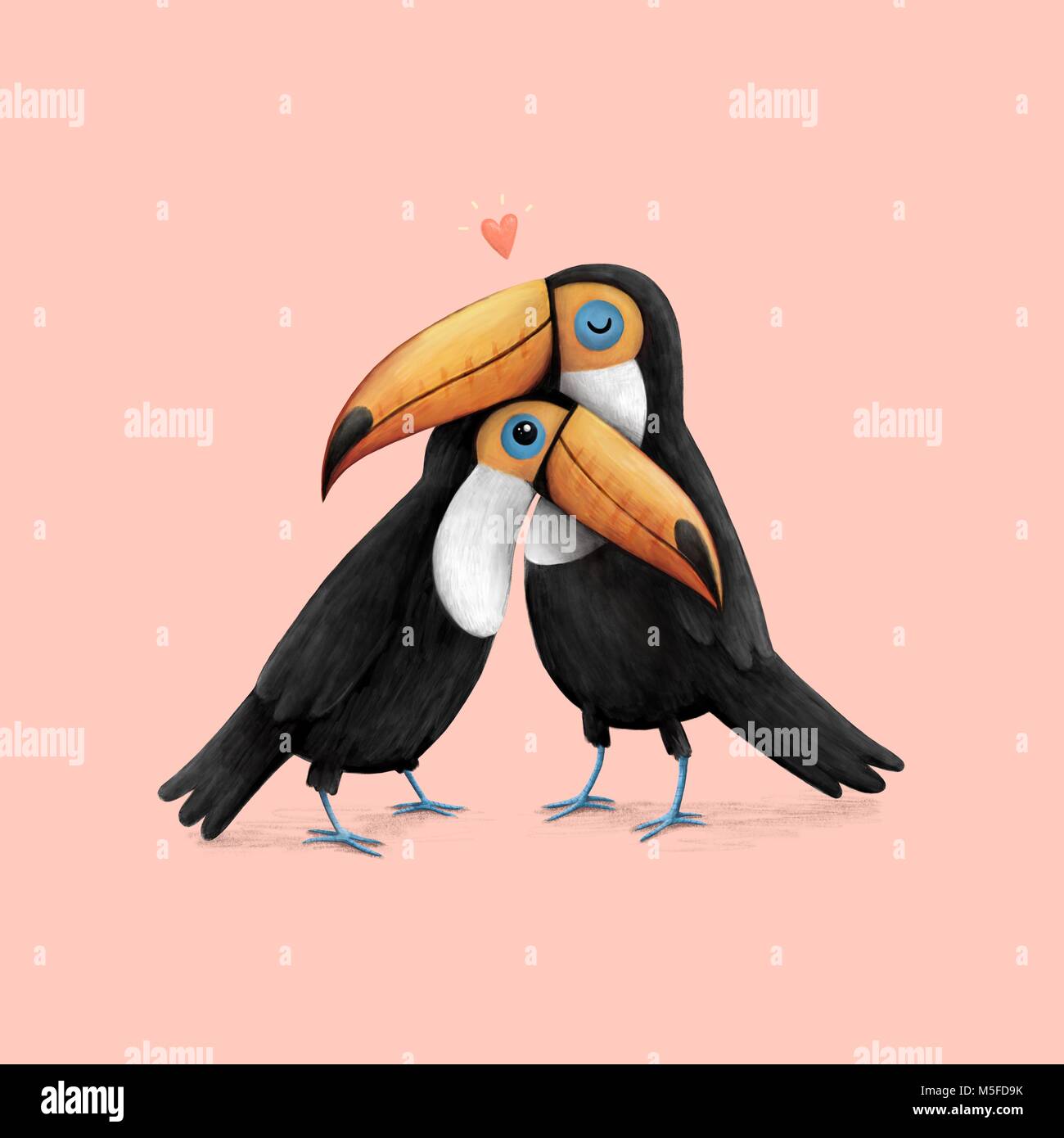 Toucan Love Original-Illustration Stockfoto