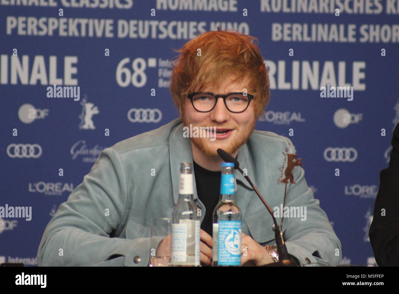 Berlin, Deutschland. 23. Februar, 2018. Pressekonferenz im Grand Hyatt Hotel in Berlin/Deutschland für "Songwriter" durch die 68. Berlinale. ed Sheeran Stockfoto