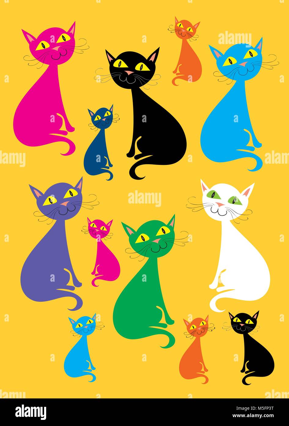 Mehrfarbigen Katzen Stock Vektor