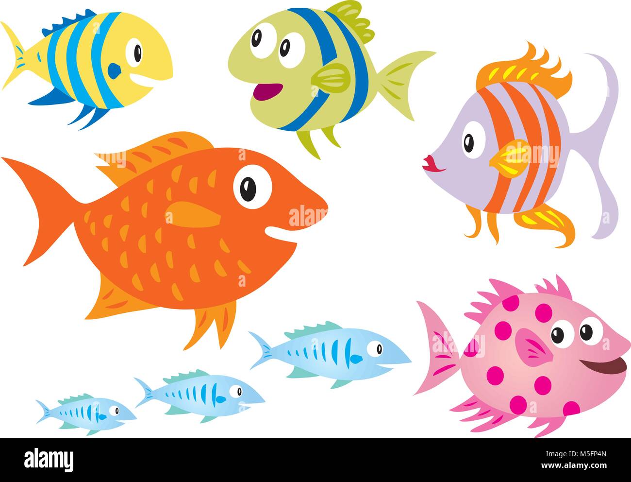 Acht cartoon Fisch Stock Vektor