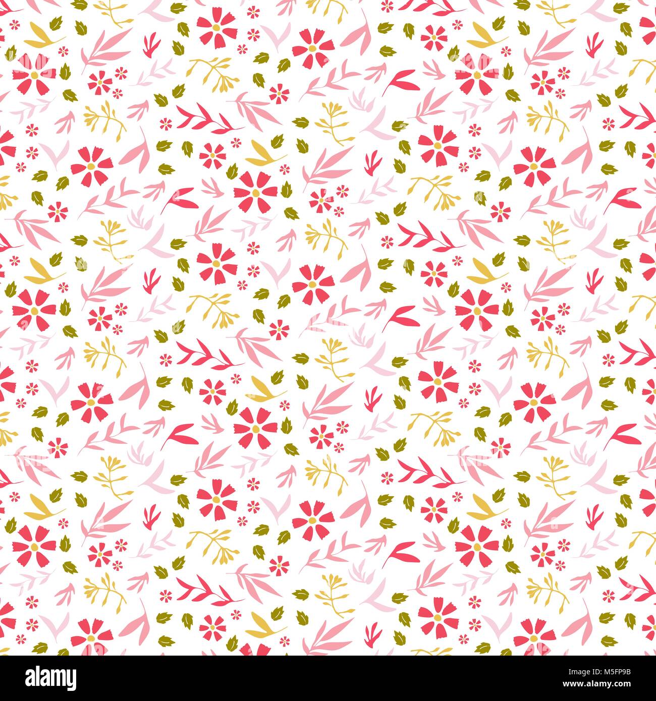 Rosa Blumen Hintergrund, Blume bunte Doodles, handgezeichnete Abbildung Stock Vektor