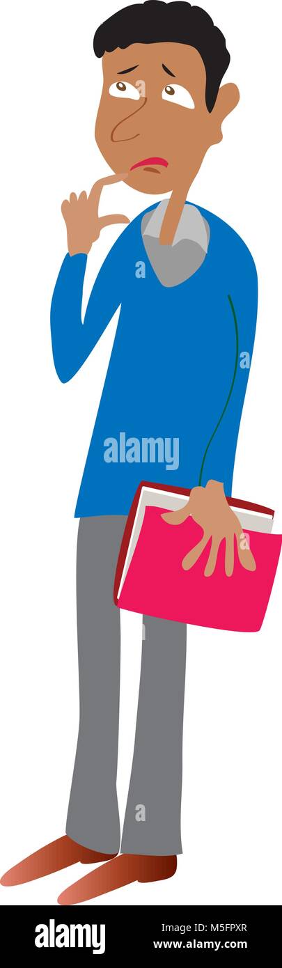 Ein cartoon Student über ein Problem nachdenken Stock Vektor