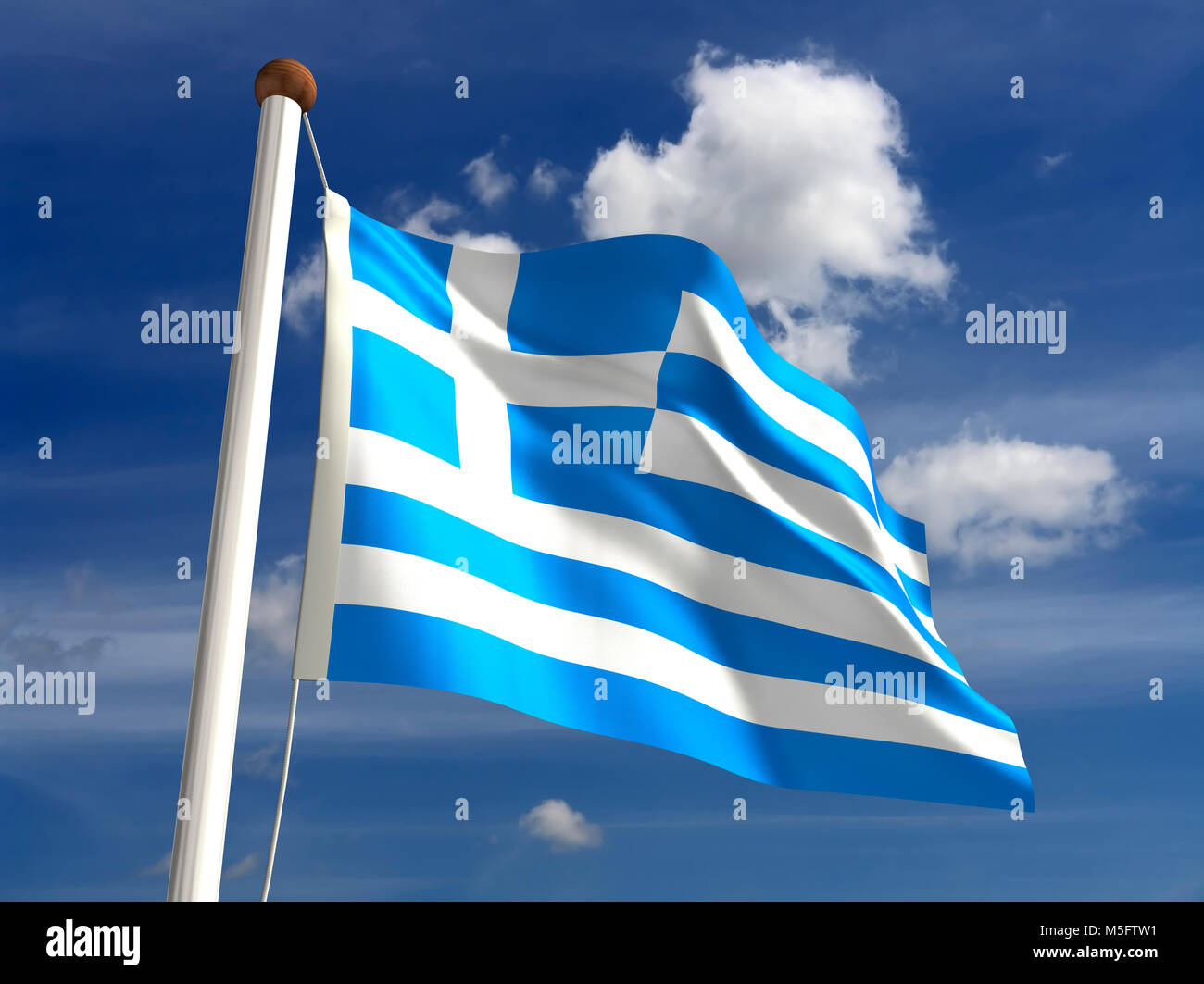 3D-Griechenland Flagge (mit clipping path) Stockfoto