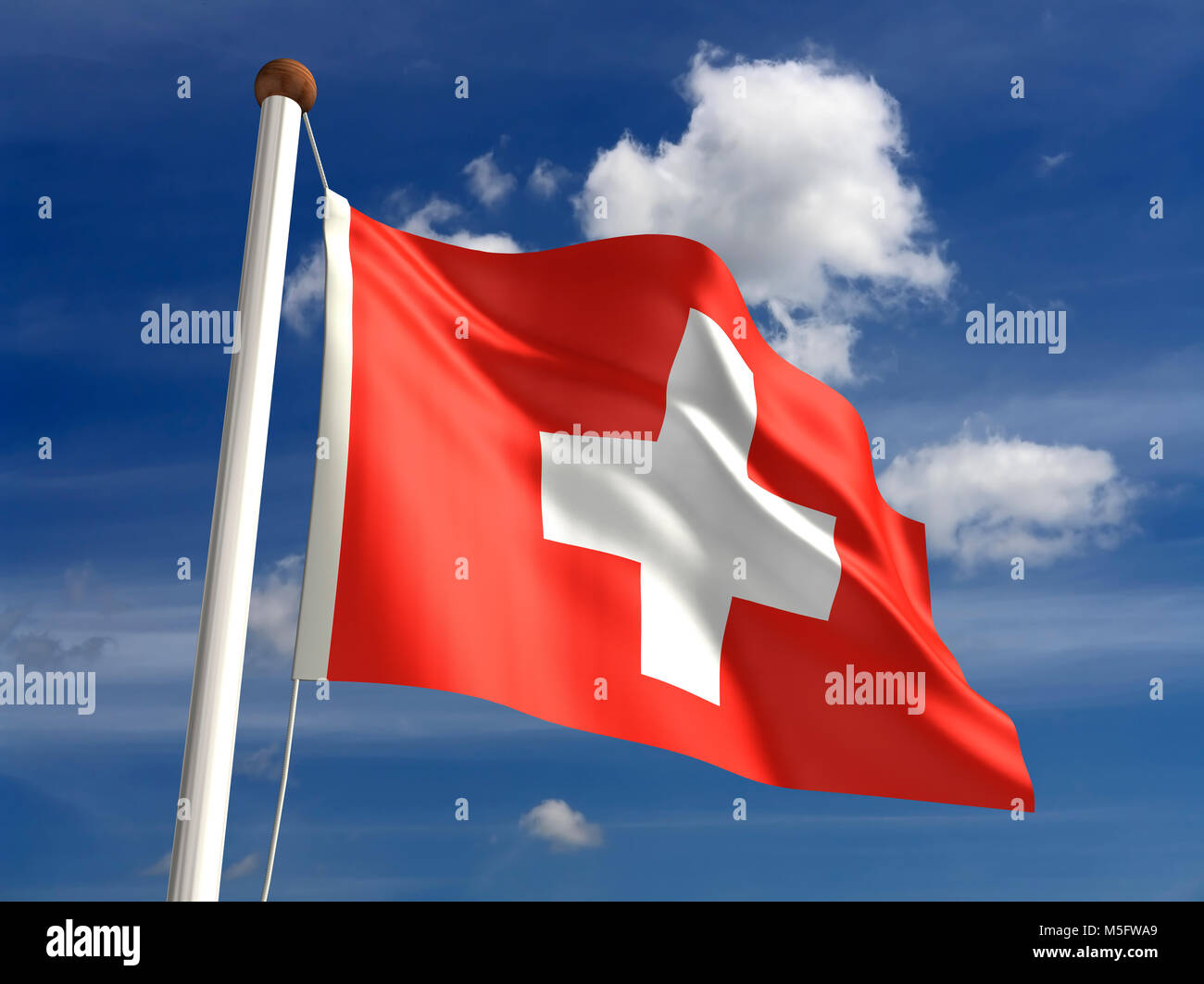3D-Schweiz Flag (mit clipping path) Stockfoto