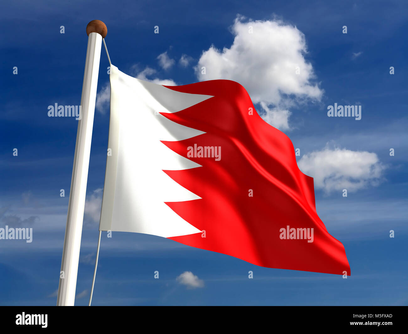3D-Bahrain Fahne (mit clipping path) Stockfoto