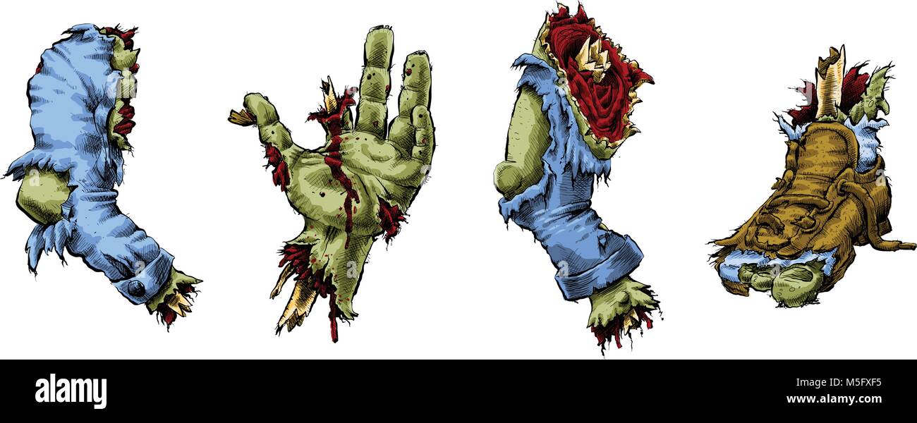 Eine Reihe von Cartoon zombie Körperteile. Stock Vektor