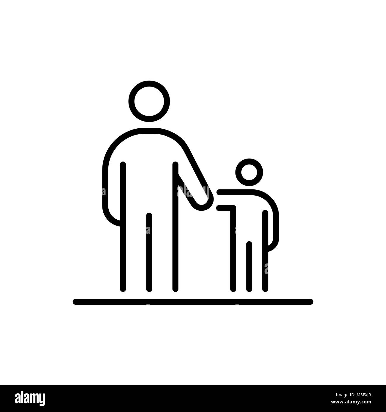 Mann mit Kind Symbol ui Menschen einfache Linie flache Abbildung. Stock Vektor