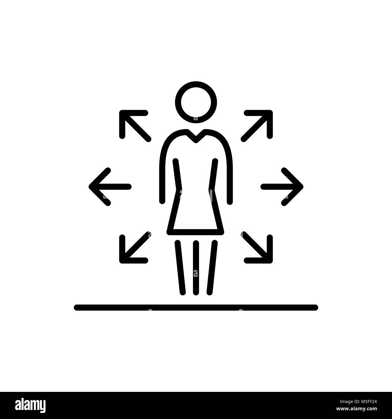 Multi task Frau Arbeitgeber Geschäftsleute Symbol einfache Linie flache Abbildung. Stock Vektor