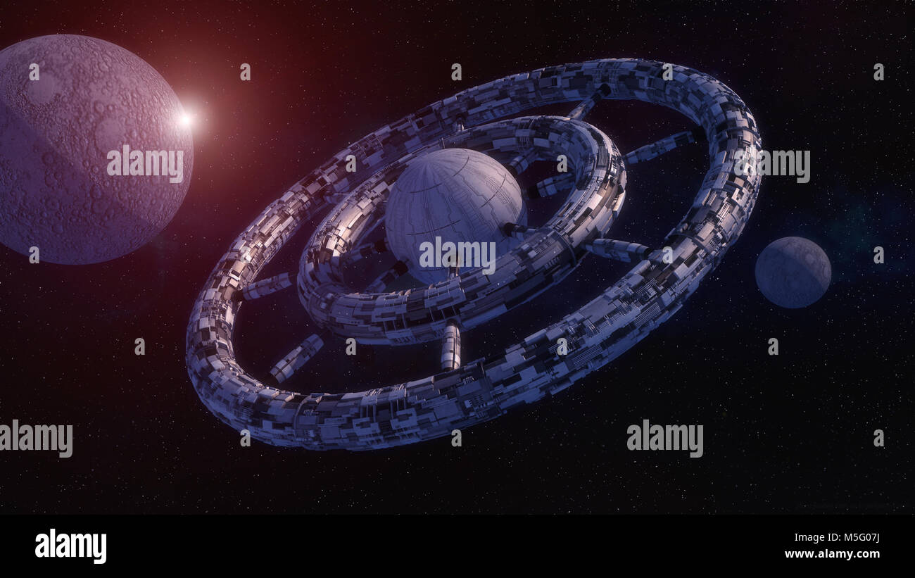 3D-Render. Außerirdisches Raumschiff UFO-Konzept Stockfoto