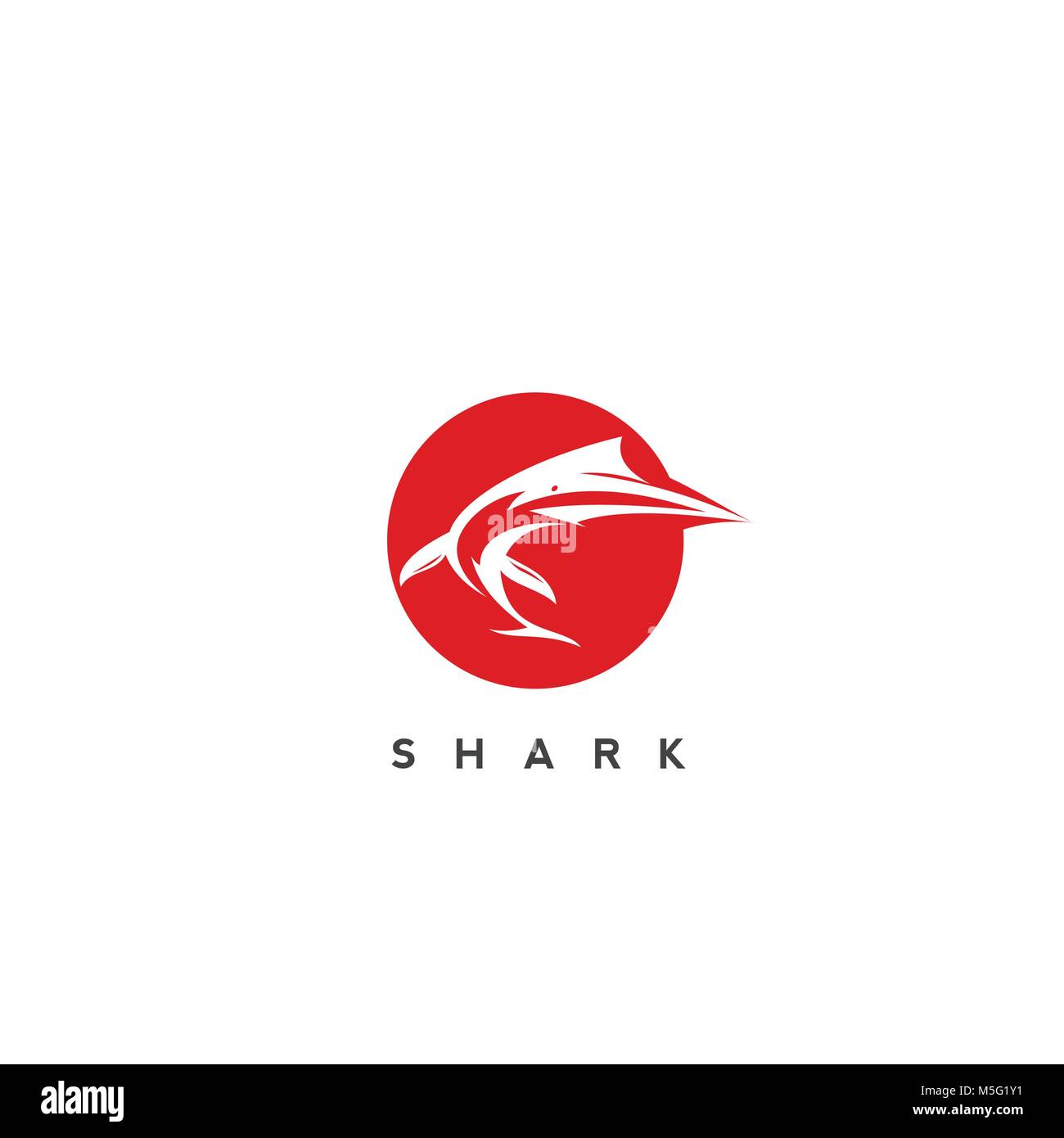 Weißer Hai im roten Kreis. Stock Vektor