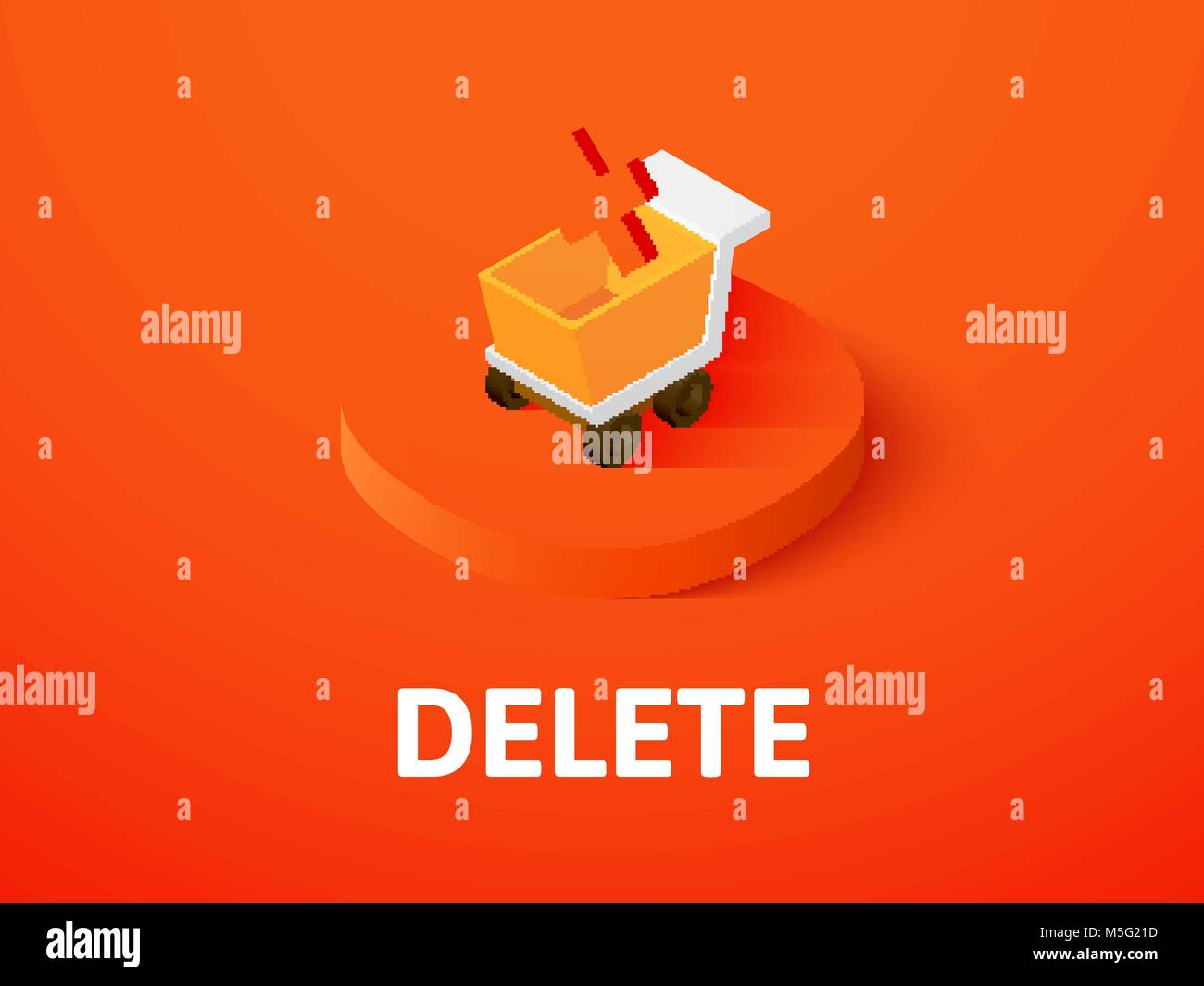 Isometrische Symbol Löschen, auf Farbe Hintergrund isoliert Stock Vektor