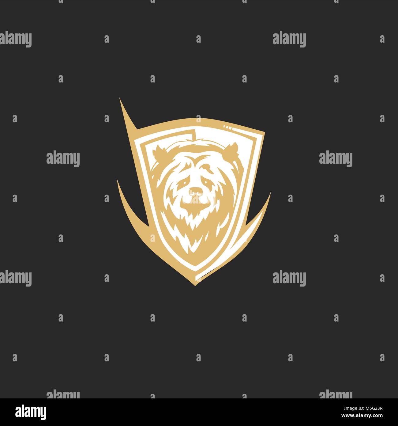 Minimale Logo der goldene Bär Vector Illustration Stock Vektor