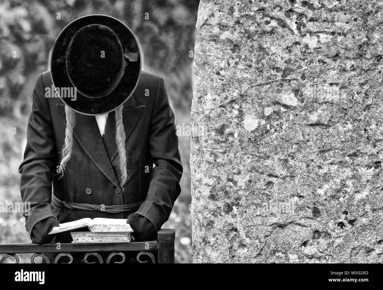 Orthodoxen Jüdischen betet, Juden, Judentum, Chassidim, BW Stockfoto