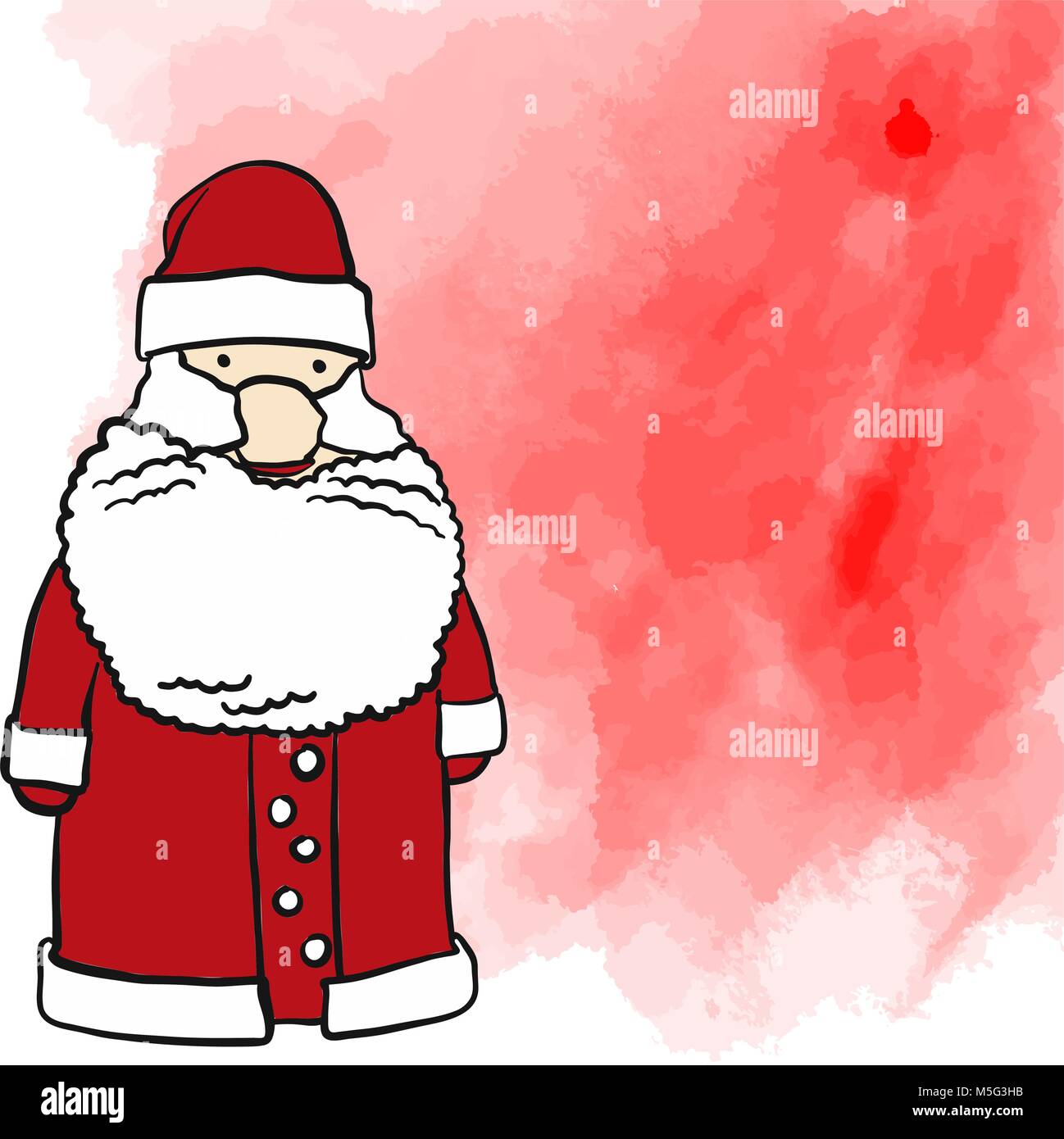 Santa Claus und roten Hintergrund gemalt. Handskizzen doodles in schönen Outfits und Kostüme. Glückliche Kindheit Symbole. Stock Vektor