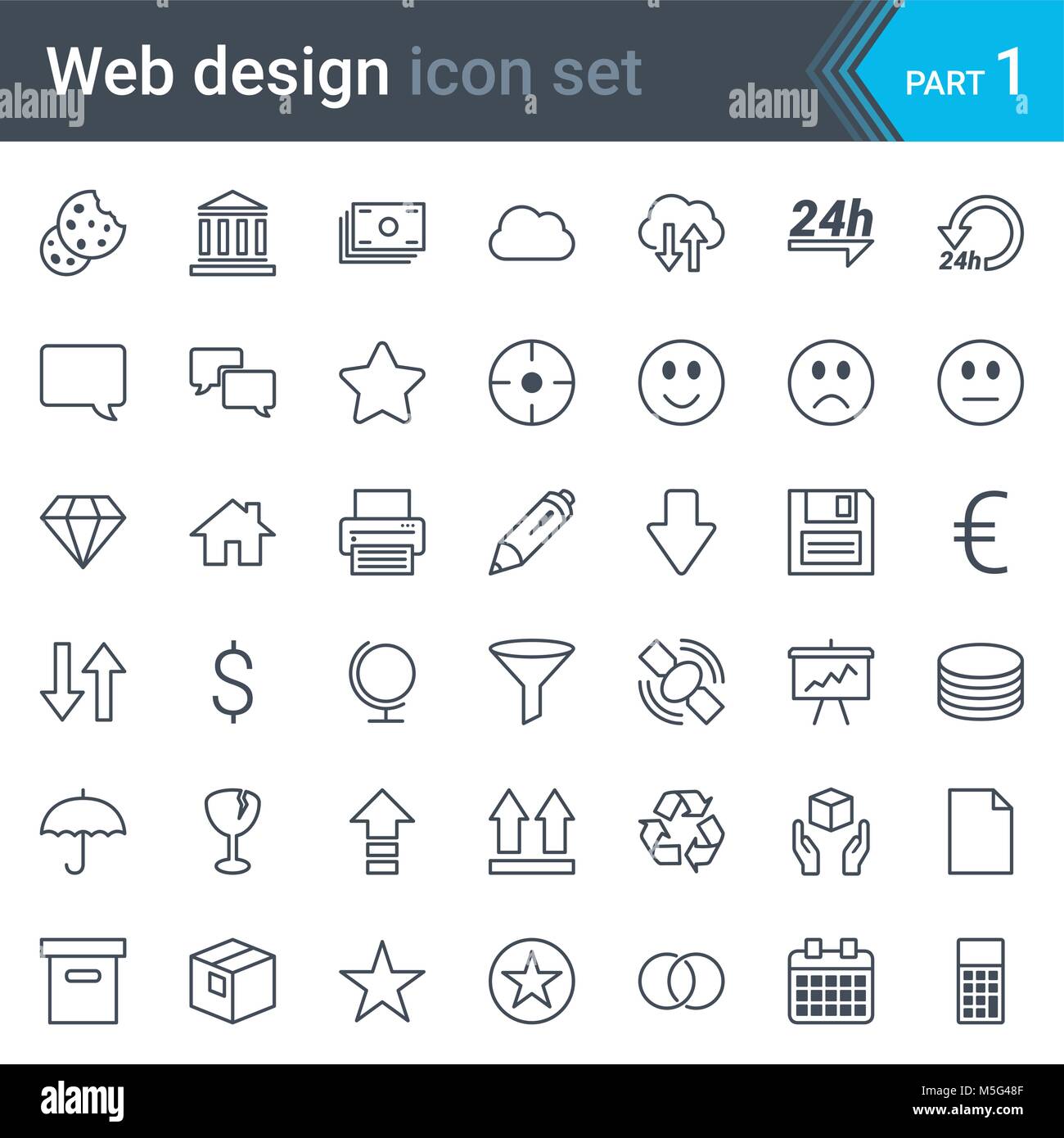Web Design, SEO und Entwicklung dünne Linie vektor Icon Set auf weißem Hintergrund Stock Vektor