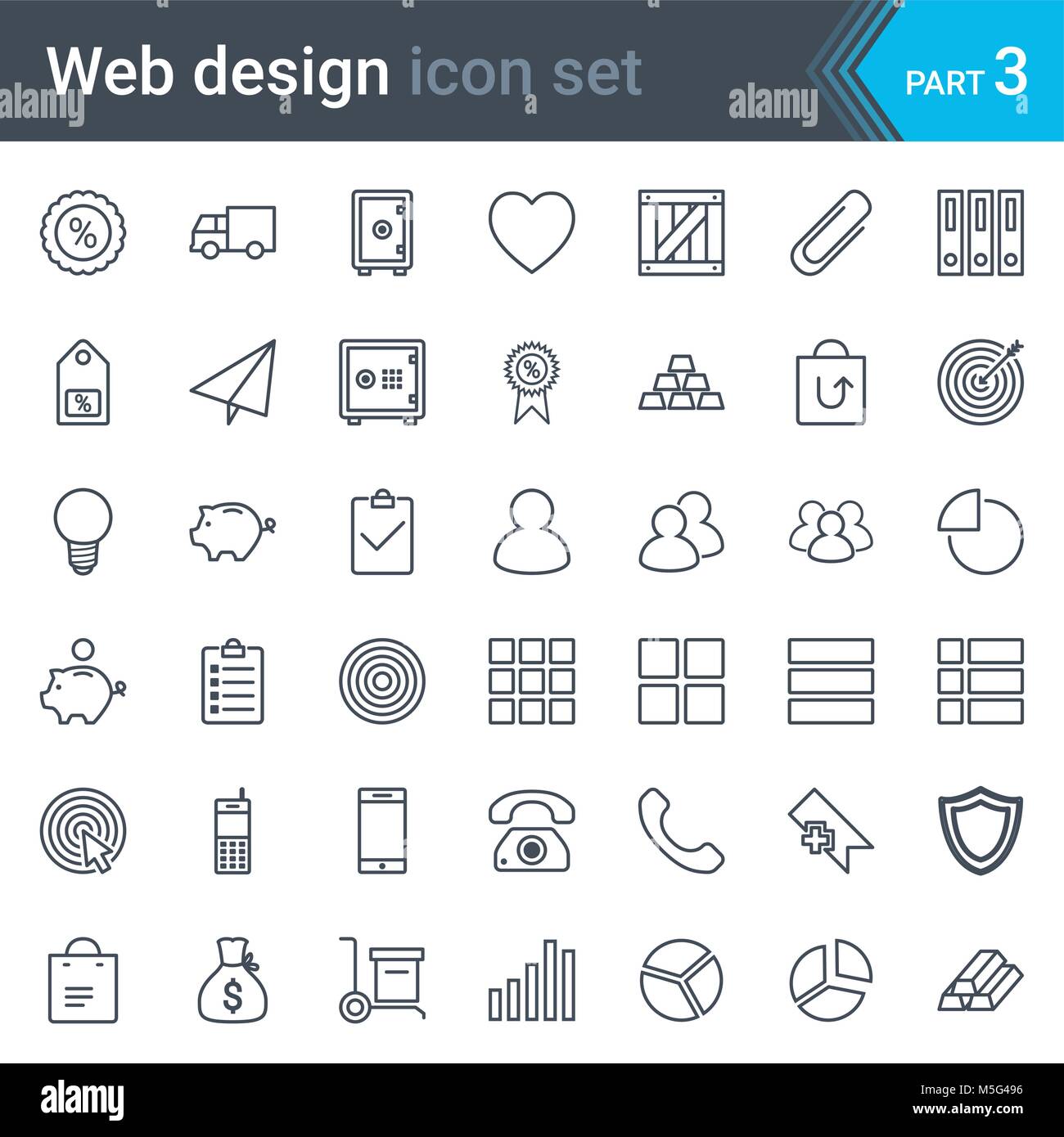 Web Design, SEO und Entwicklung dünne Linie vektor Icon Set auf weißem Hintergrund Stock Vektor
