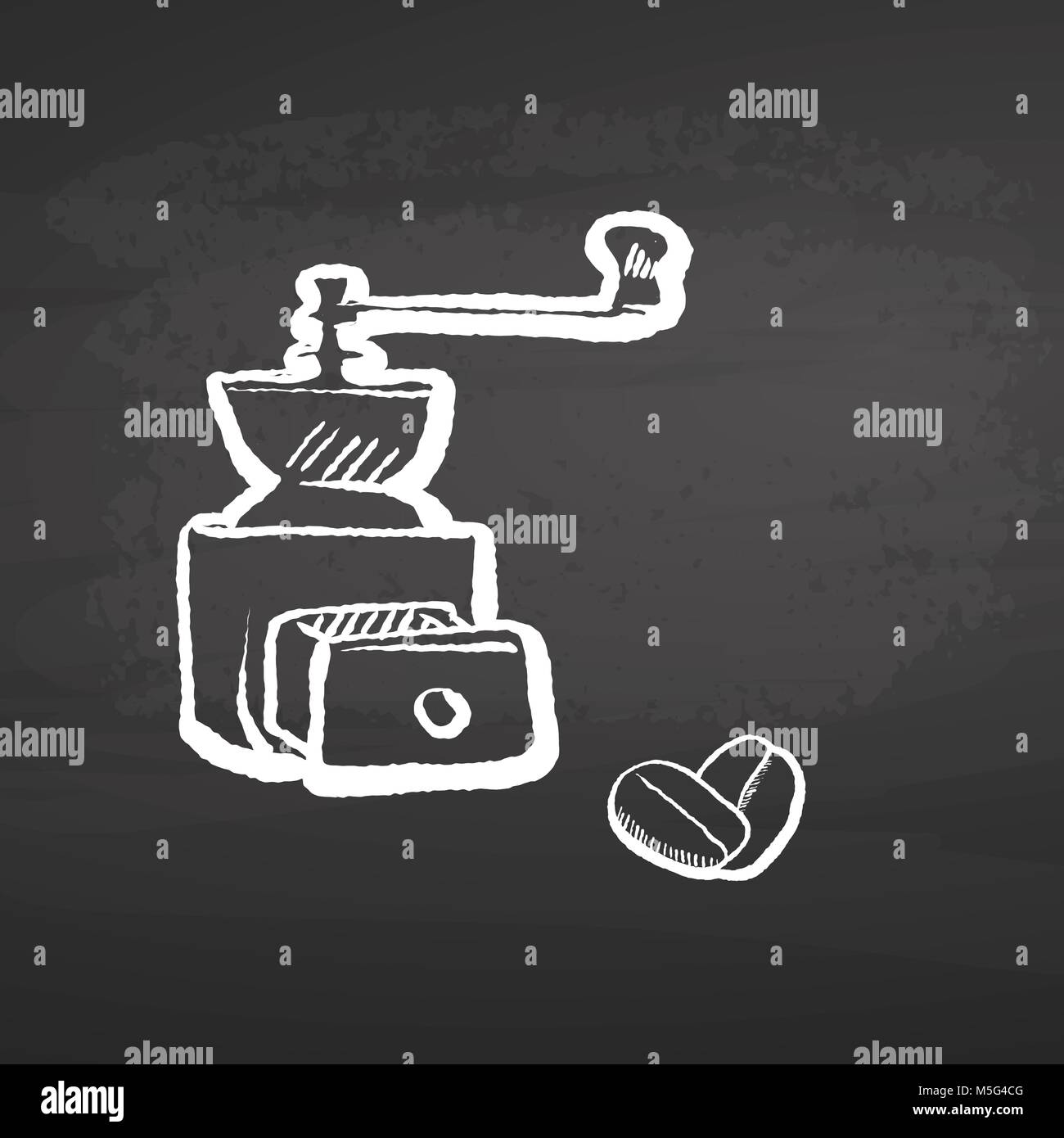 Kaffeemühle Schwarzes Brett Skizze. Konzept Vektorgrafiken mit kopieren. Ideal für Lebensmittel Preis Etikettierung und Poster Layouts. Stock Vektor