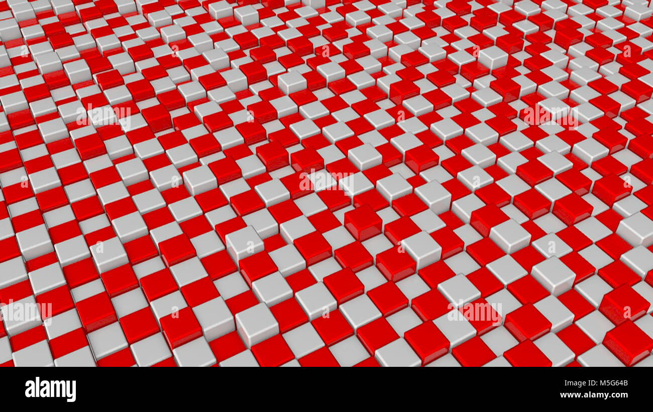 Zusammenfassung Hintergrund mit roten und weißen Quadraten Blöcke Stockfoto