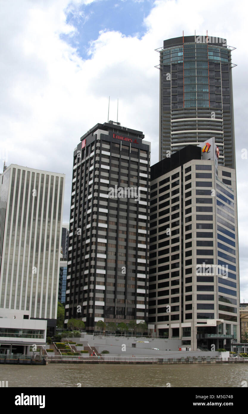 Stadtbild von Brisbane CBD mit Brisbane River in den Vordergrund, Brisbane, Australien Stockfoto