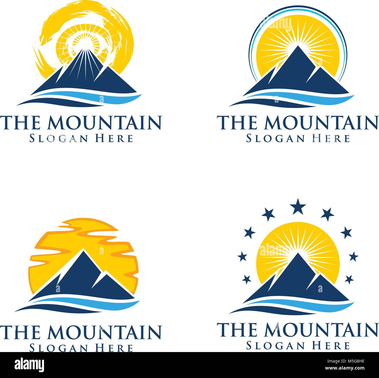 Die Berge Natur Grun Landschaft Sonne Eco Logo Design Stock Vektorgrafik Alamy