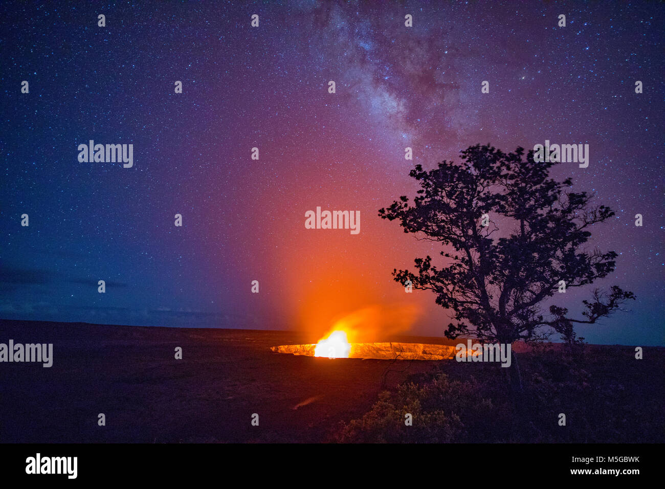 Milchstraße, Halemaumau, Krater, Vulkan Kilauea, Hawaii Volcanoes National Park, Insel von Hawaii, Hawaii Stockfoto