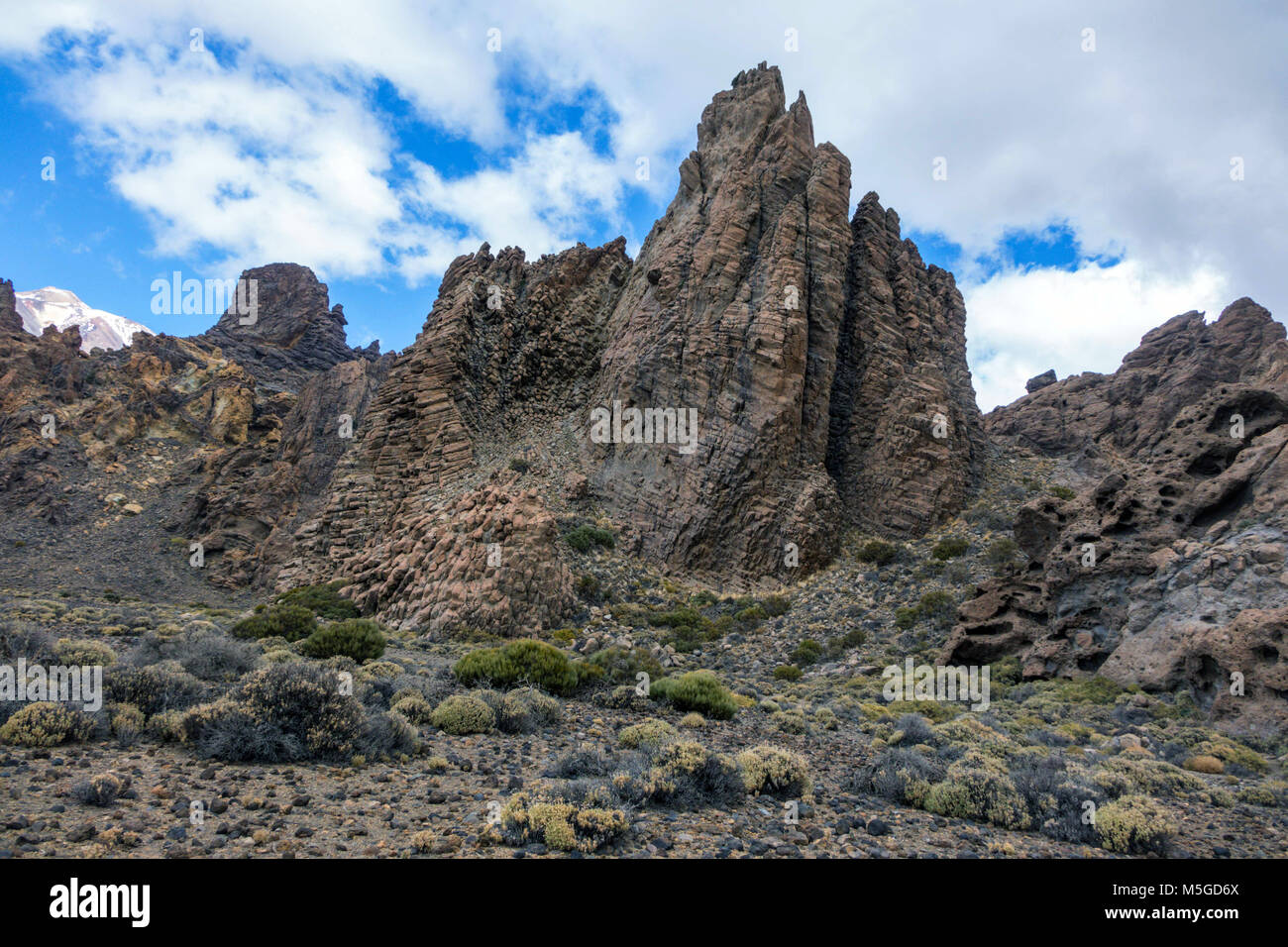 El Catedral, Felsvorsprung von Basalt, bei Las Canadas, El Tiede, Teneriffa Stockfoto