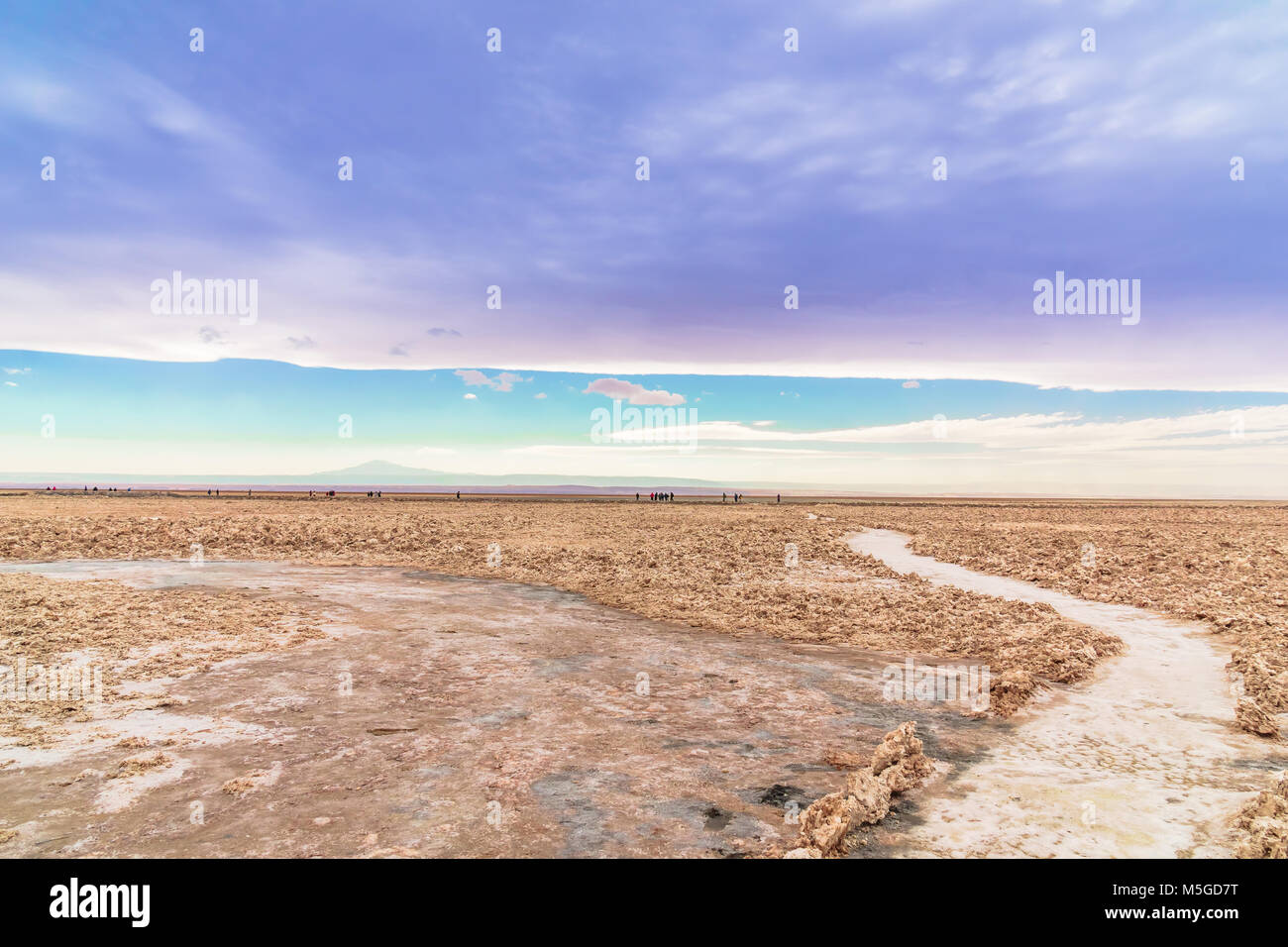 Blick auf Salz Landschaft durch die Lagune Cejar in der Wüste von Atacama - Chile Stockfoto