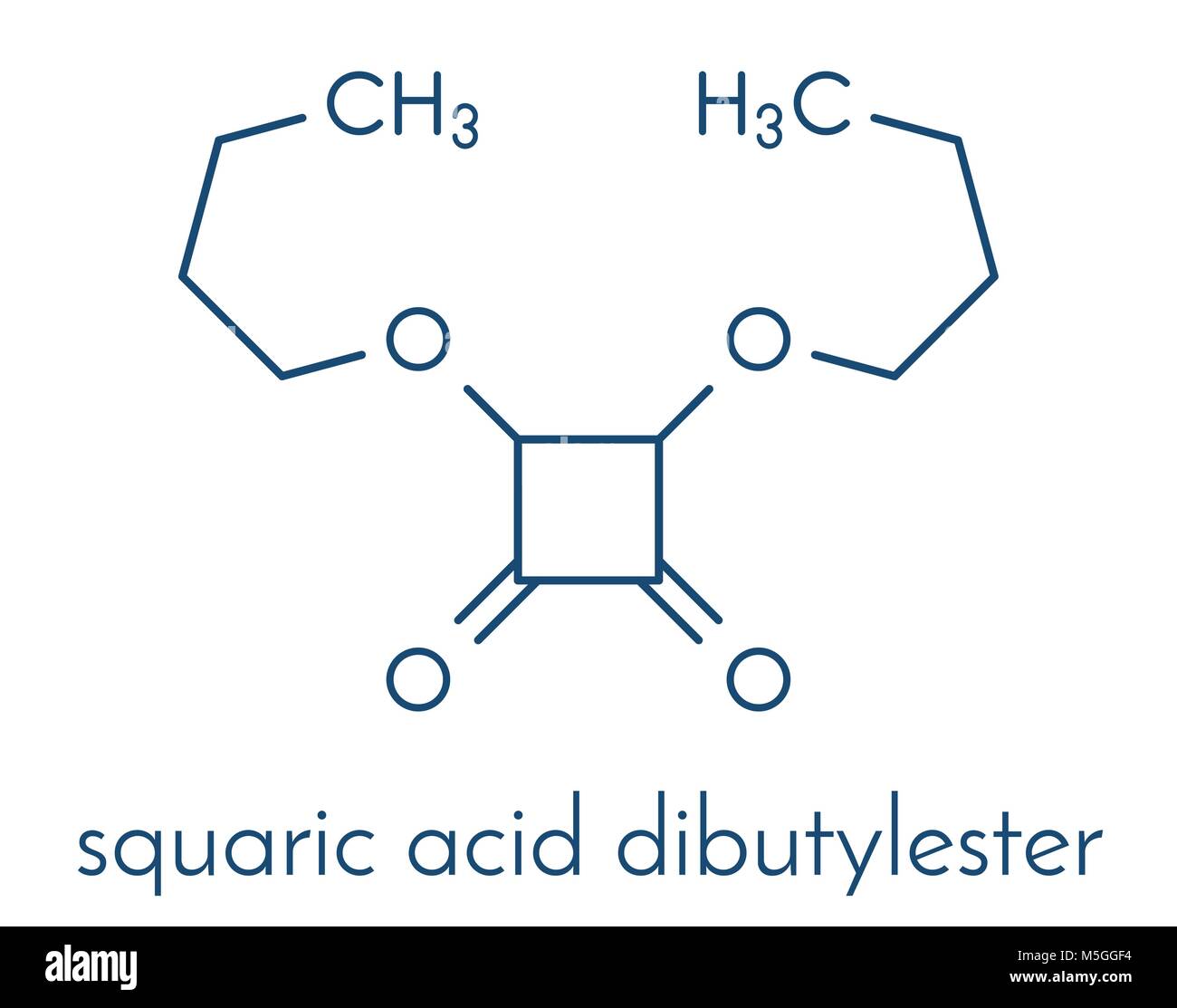 Squaric acid dibutyl ester Droge Molekül. Skelettmuskulatur Formel. Stock Vektor