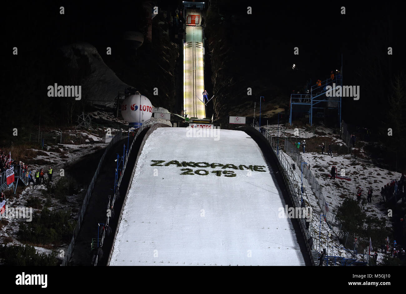 ZAKOPANE, Polen - 18. JANUAR 2015: FIS Weltcup Skispringen Zakopane Stockfoto