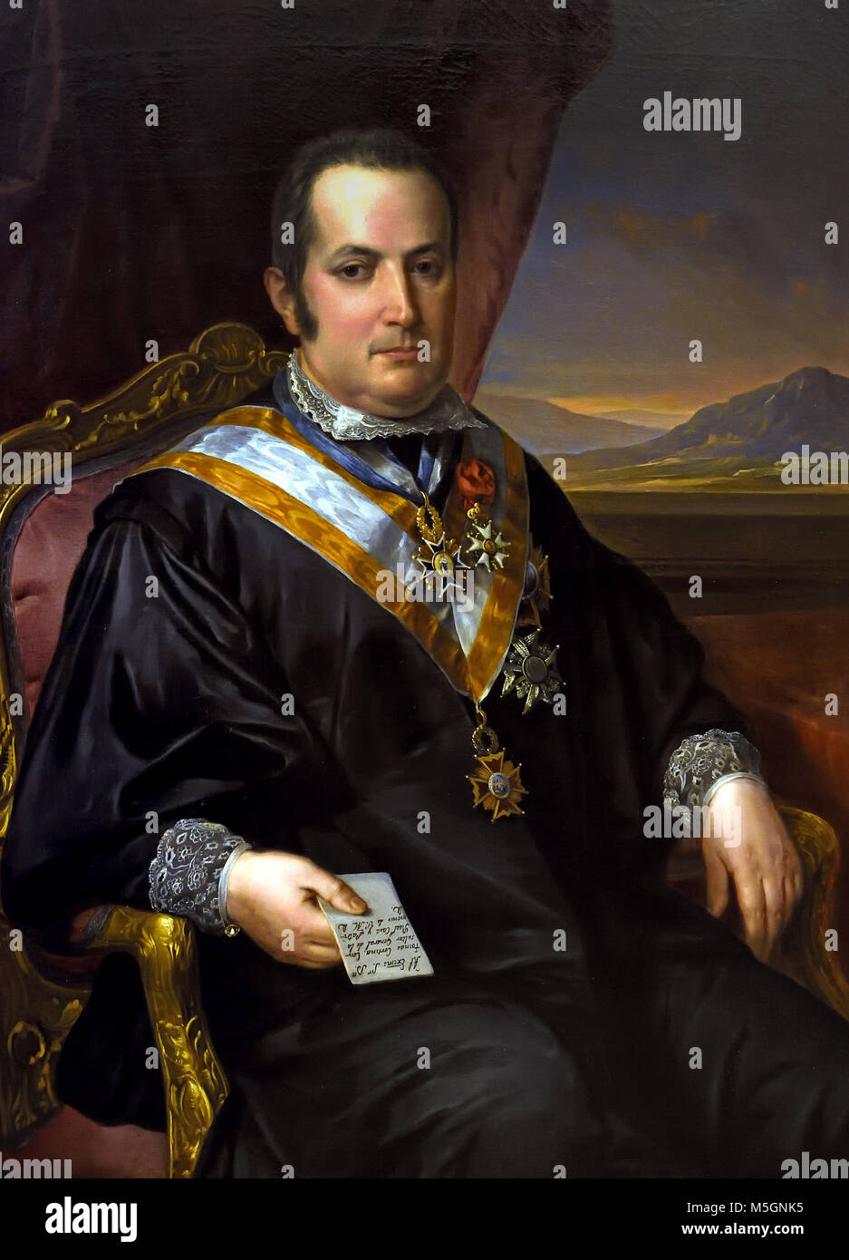 Tomas de Cortina von José de Madrazo y Agudo (1781-1859). 19., Jahrhundert, Spanien, Spanisch, (Porträt von Tomás de Cortina (1796-1851), mit 55 Jahren. Er war ein allgemeiner Berater des königlichen Haushalts- und Her Majesty's Erbe. Er war mit den Bestellungen von Isabel la Católica und Carlos III eingerichtet) Stockfoto