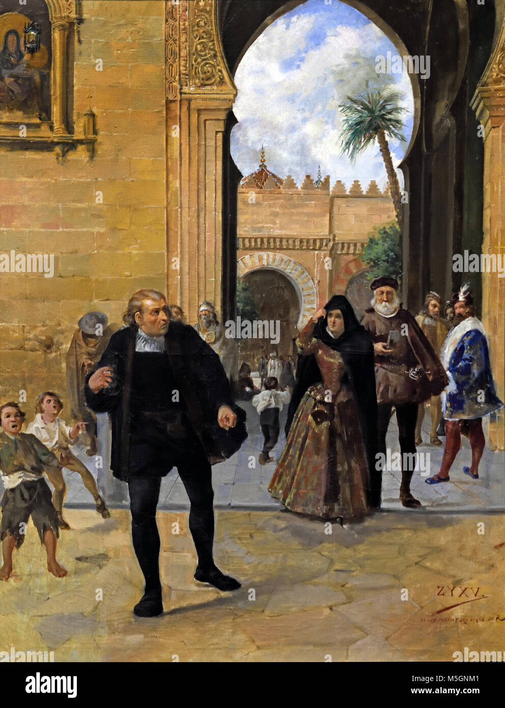 Columbus Verlassen der Mezquita 1886 Künstler Rafael Romero de Torres (1865 - 1898) Spanien, Spanisch (Admiral Cristóbal Colón († 1506), so dass die Moschee-kathedrale von Córdoba. ) Stockfoto