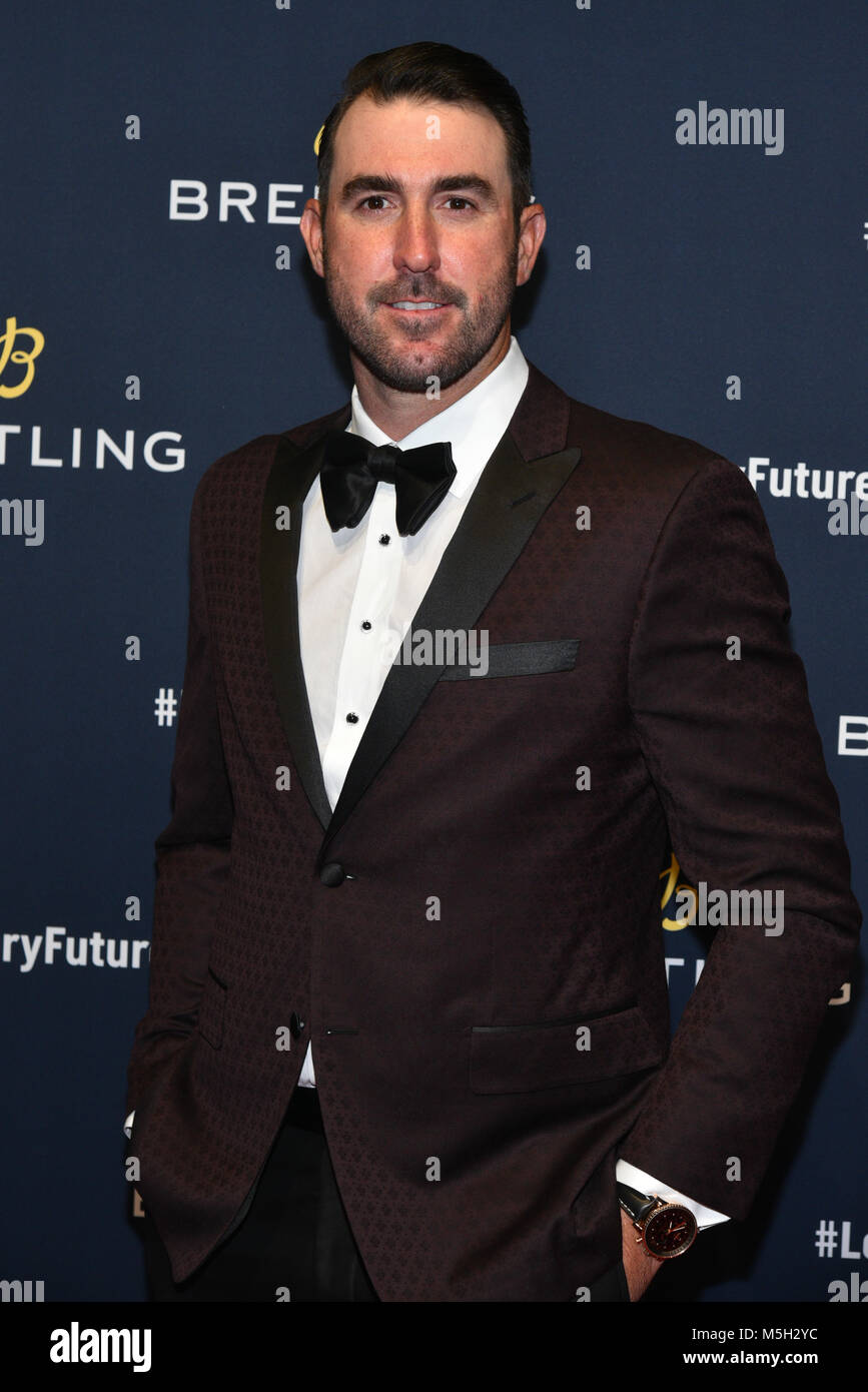 New York, USA. 22 Feb, 2018. Justin Verlander auf dem roten Teppich an der Brietling'#LEGENDARYFUTURE" Roadshow 2018 in New York am 22. Februar 2018. Credit: Erik Pendzich/Alamy leben Nachrichten Stockfoto