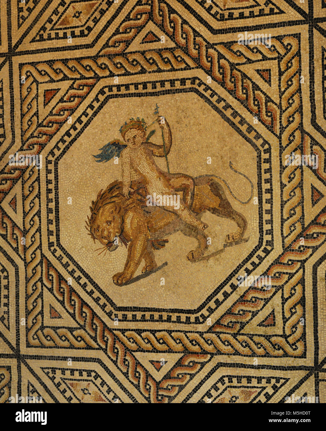 Dionysos Mosaik. Detail. 3. Jahrhundert. Roman. Ist der Boden der Festsaal eingerichtet, auf der Westseite des Peristyl eines großen Hauses. Die Bilder des Dionysos mit mänaden und Satyrn markieren Sie den festlichen Charakter der Halle. In Köln gefunden. Römisch-germanisches Museum. Köln. Deutschland. Stockfoto