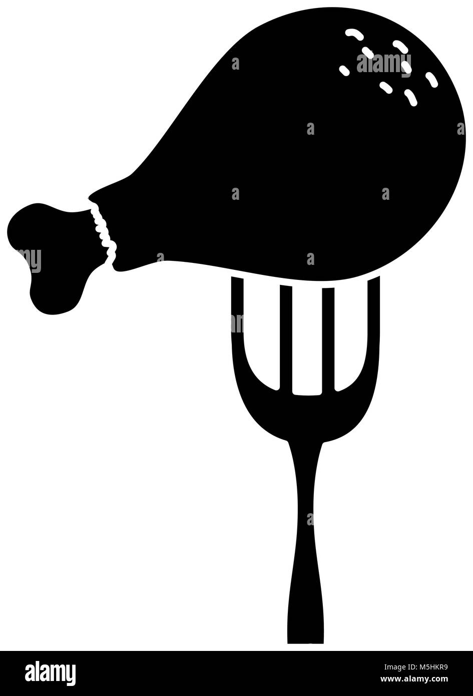 Chicken Oberschenkel in der Gabel Vector Illustration Design Stock Vektor