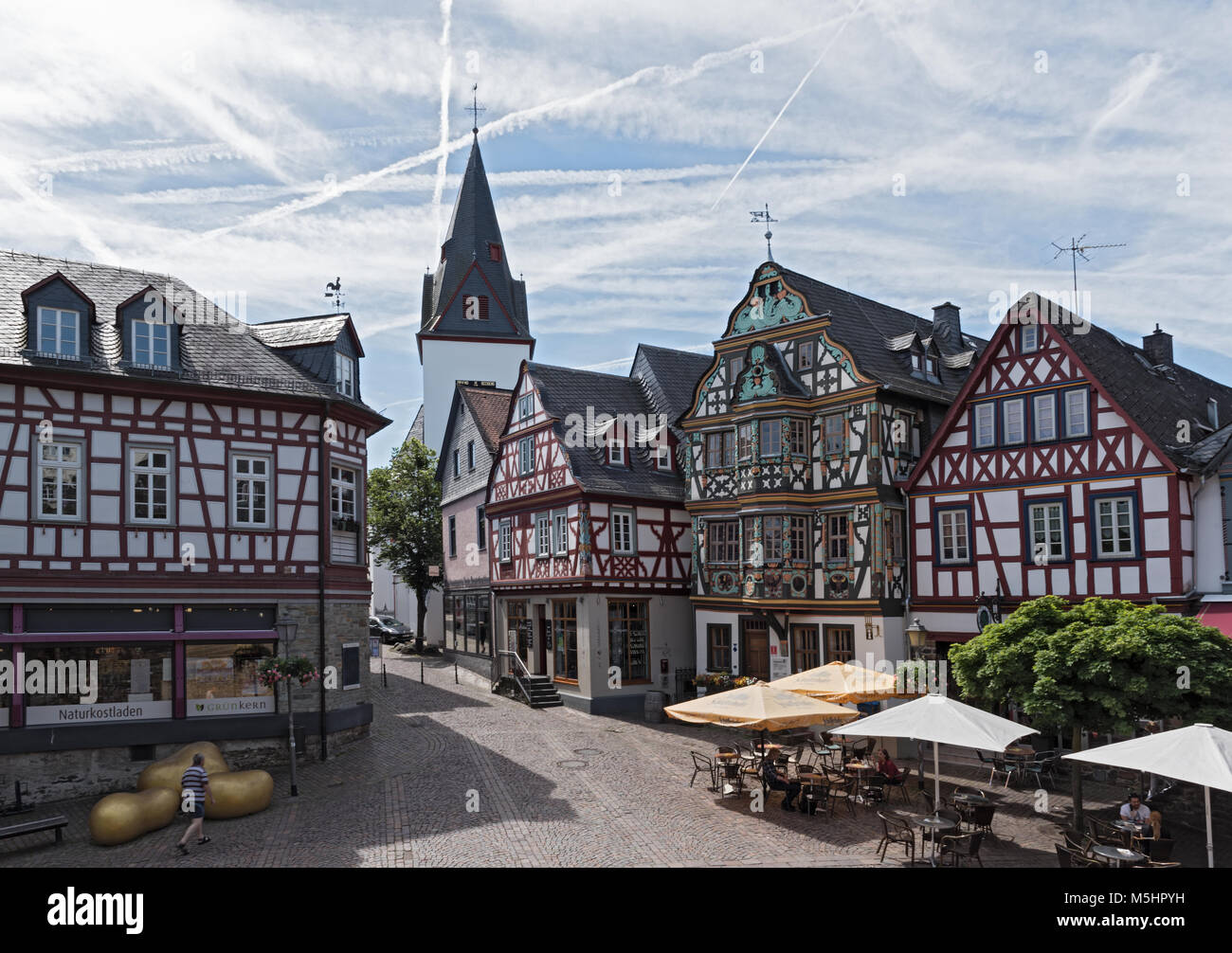 Ansicht des Koenig-Adolf-Platz, Idstein, Hessen, Deutschland Stockfoto