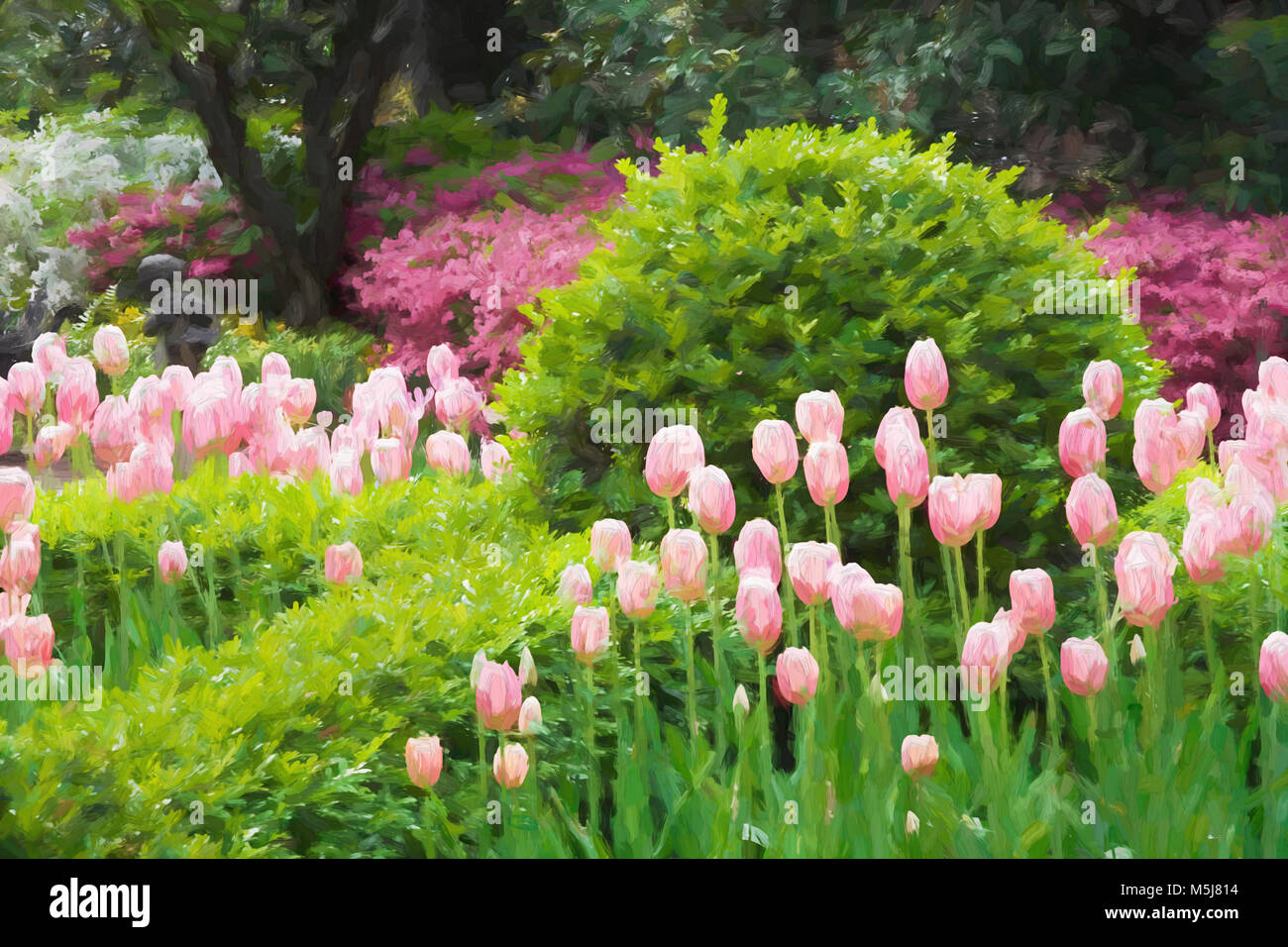 Der impressionistischen Kunst von einem schönen Garten in Charleston South Carolina Stockfoto