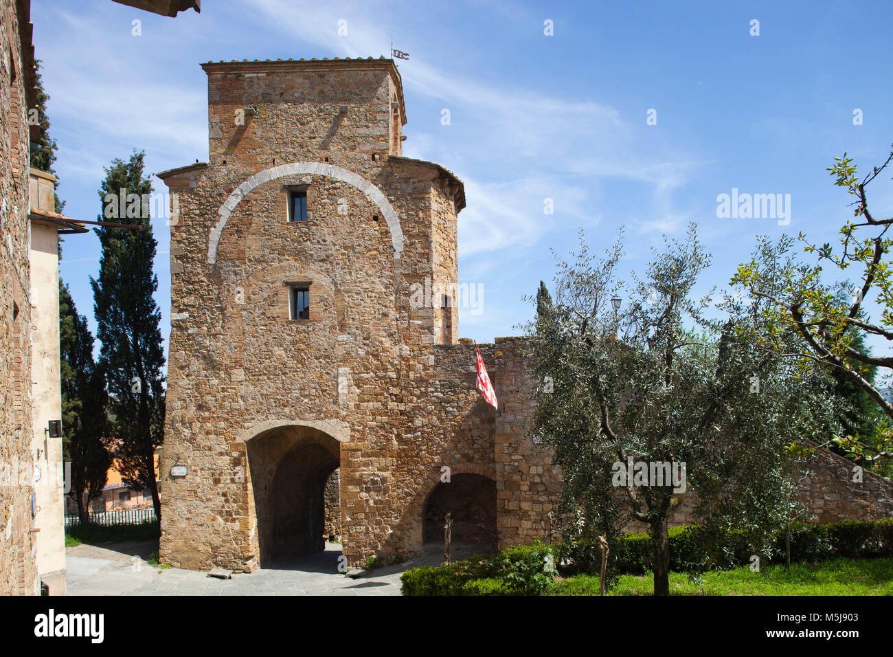 Porta dei Cappuccini, San Quirico d'Orcia, Toskana, Italien, Europa Stockfoto