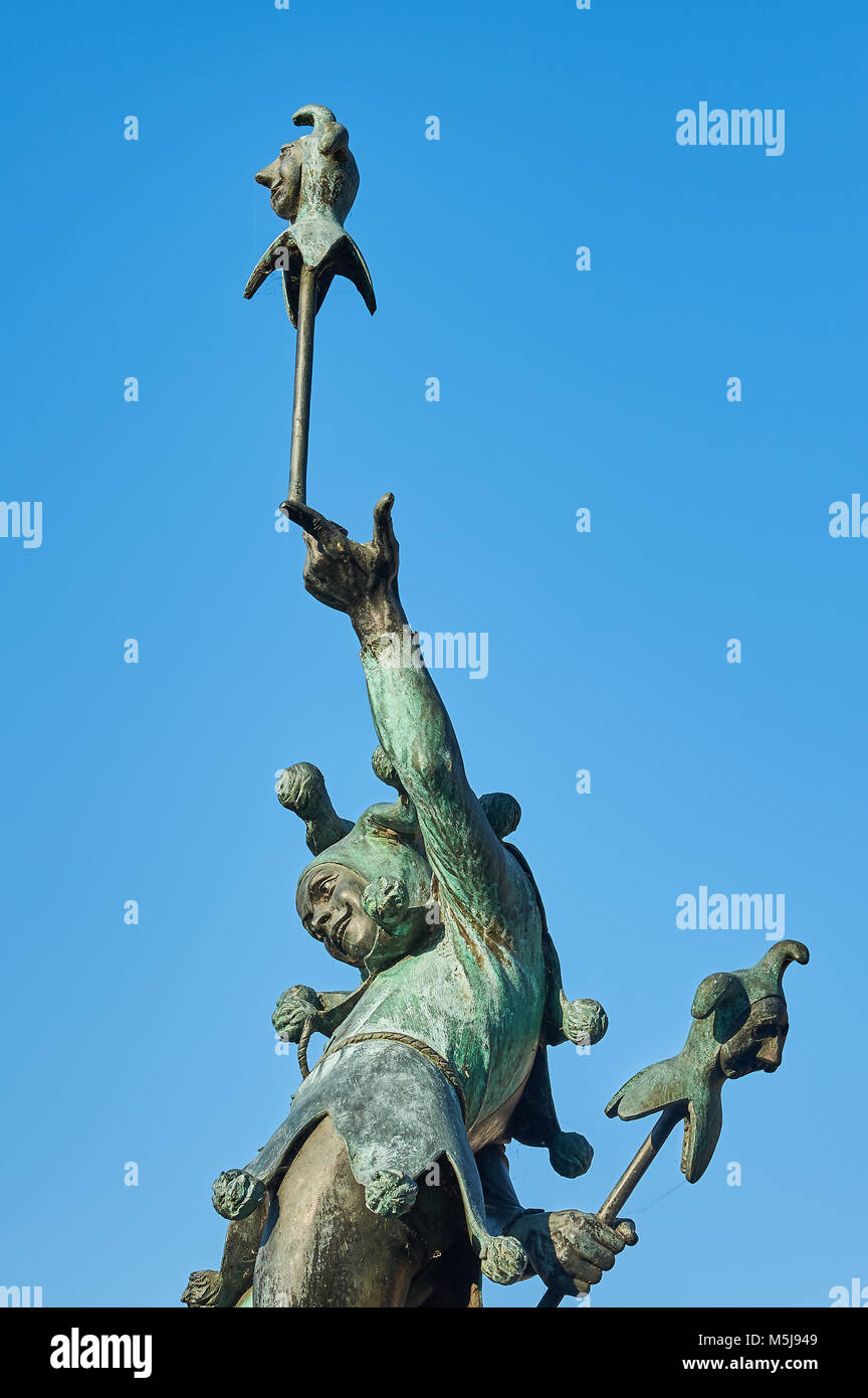 Statue von Falstaff, hofnarr William Shakespeares Charakter eines klaren blauen Himmel. Stockfoto