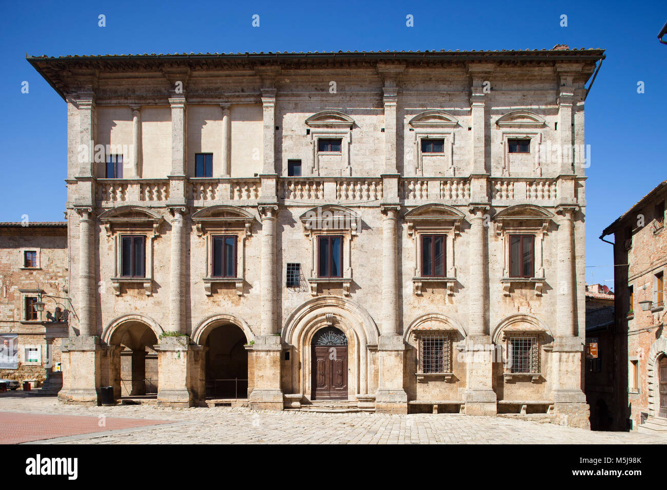 Palazzo Tarugi, Piazza Grande, Montepulciano, Toskana, Italien, Europa Stockfoto