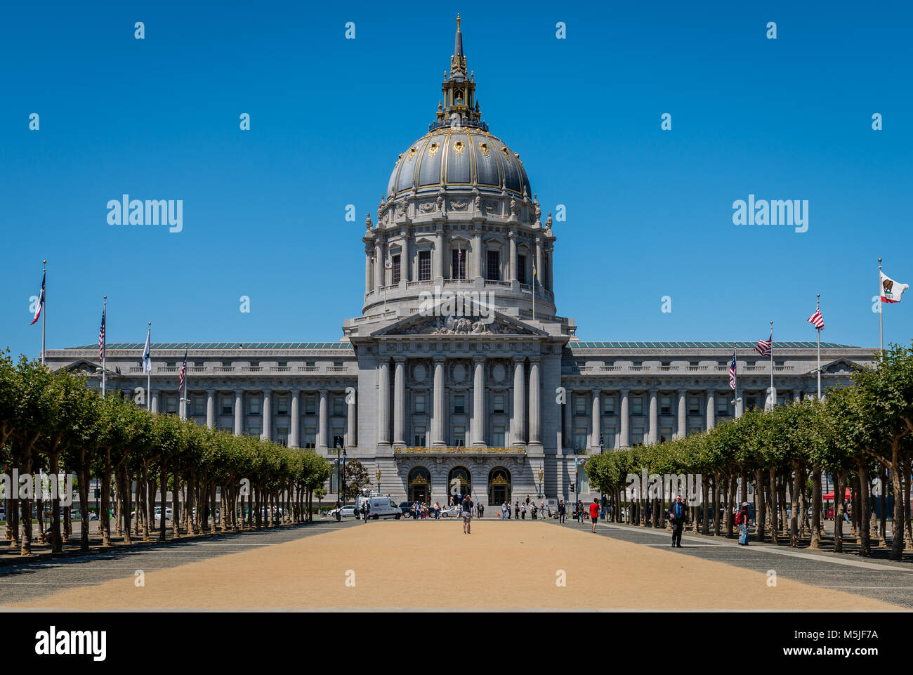 Die San Francisco City Hall auf einem sonnigen Juli Tag. Stockfoto