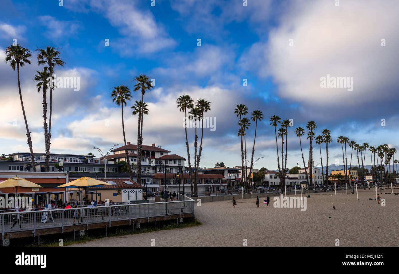 Der Strand von Santa Cruz. Foto aus dem kommunalen Wharf genommen. Stockfoto