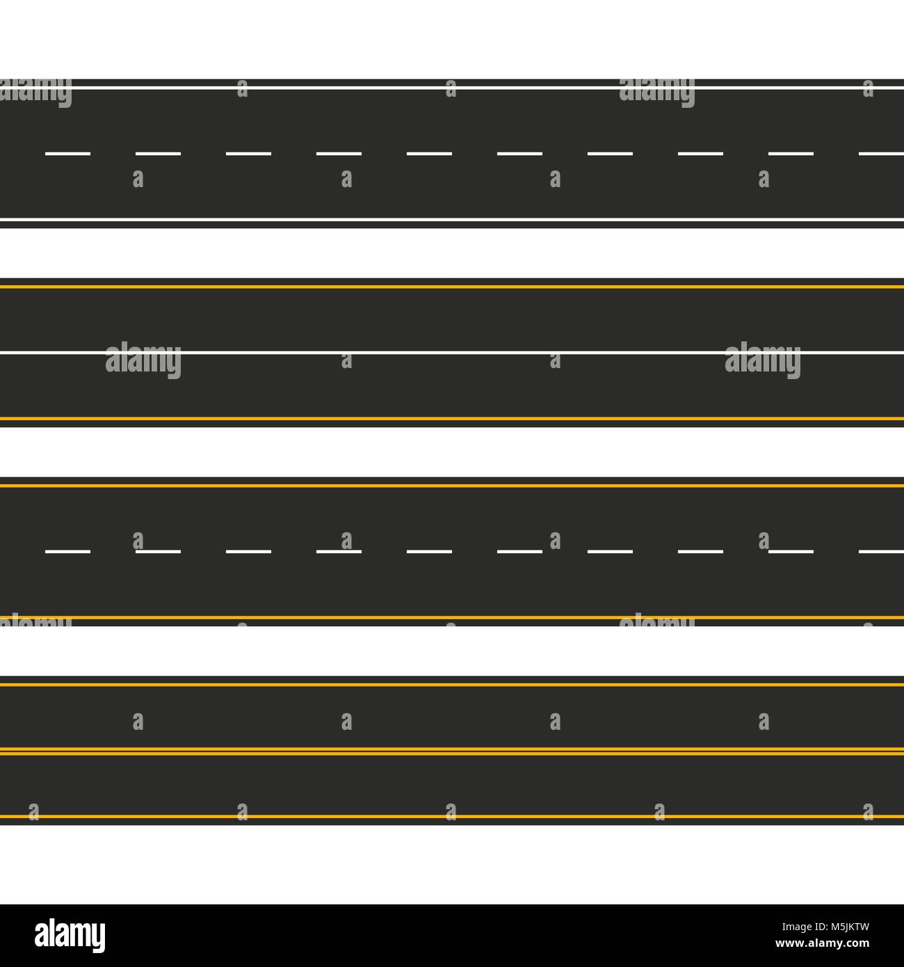 Asphalt. Satz von Straßentypen mit Abzeichen. Highway Strip template Design für Infografik. Vector Illustration Stock Vektor
