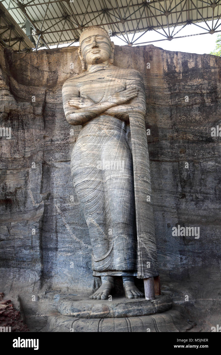 Polonnaruwa North Central Provinz Sri Lanka Gal Vihara - Stehender Buddha Stockfoto