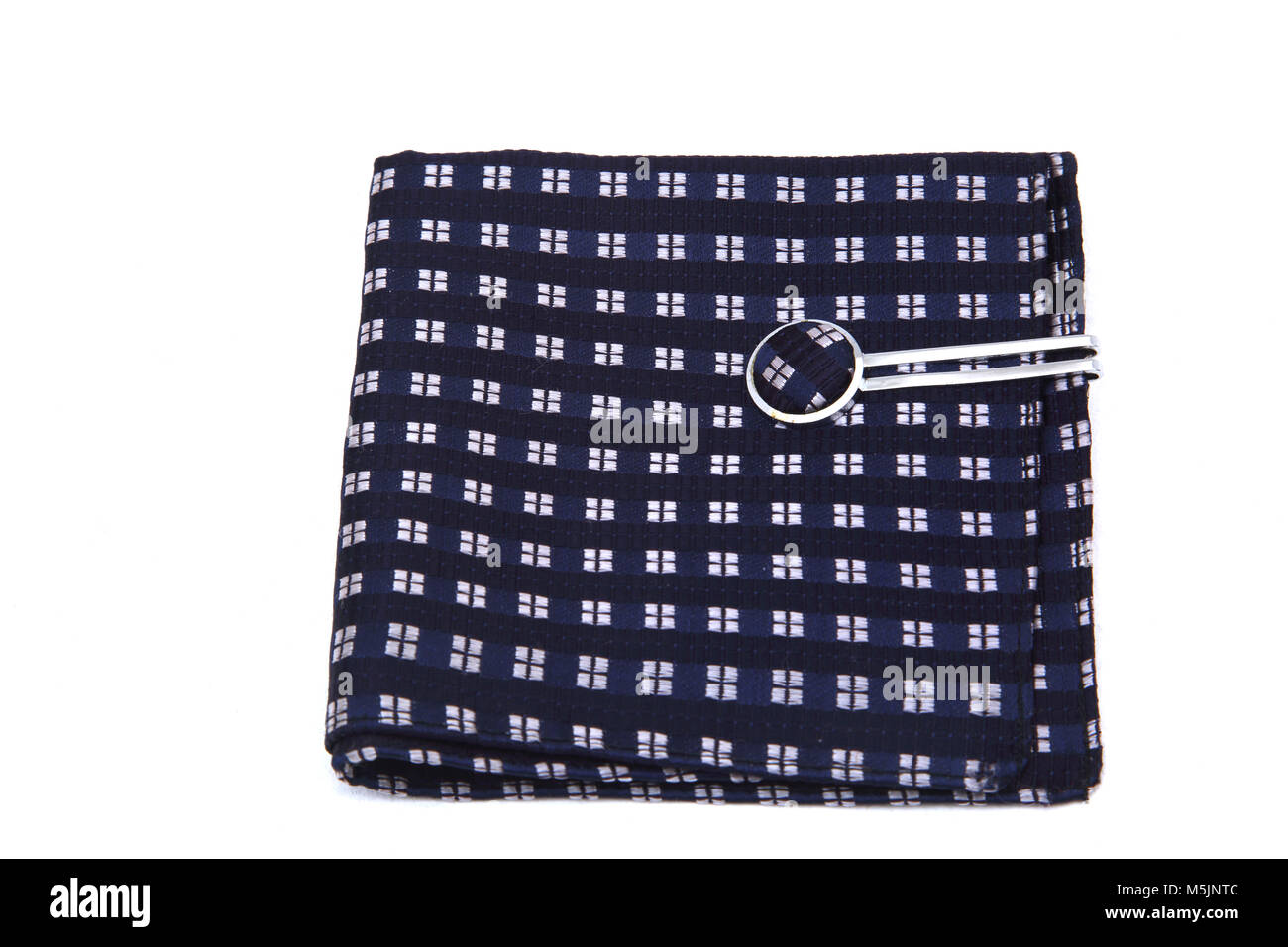 Seide geprüft Blau Taschentuch und passende krawatte Pin Stockfoto