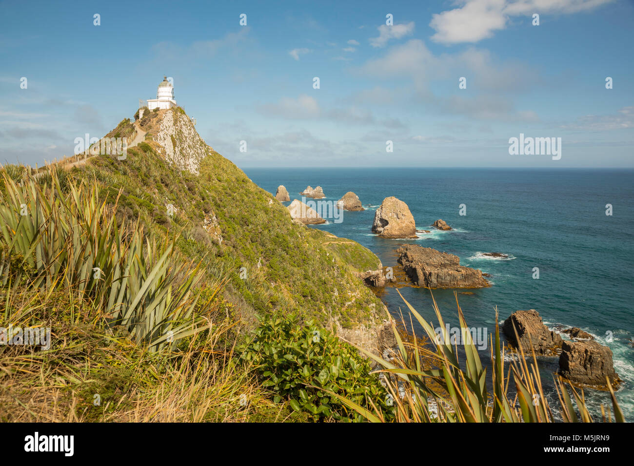Nugget Point Lighthouse, Catlins, Südinsel, Neuseeland Stockfoto
