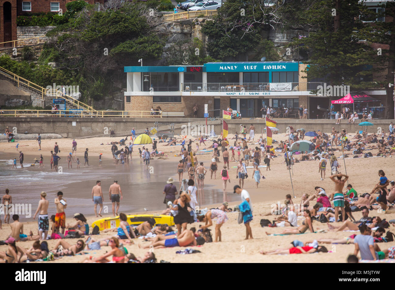 Manly Beach und Surf Club, Sydney, New South Wales, Australien Stockfoto