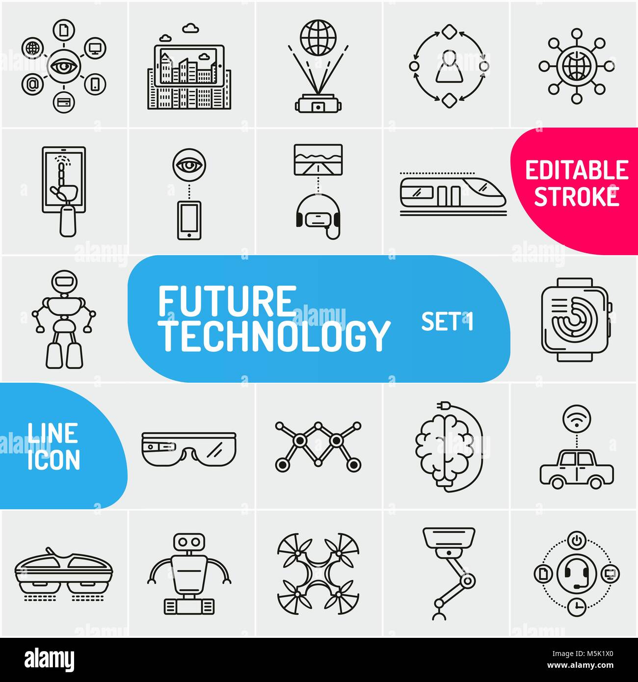Moderne Thin Line Symbole Der Zukunft Technologie Und Kunstliche Intelligente Roboter Symbol Stock Vektorgrafik Alamy