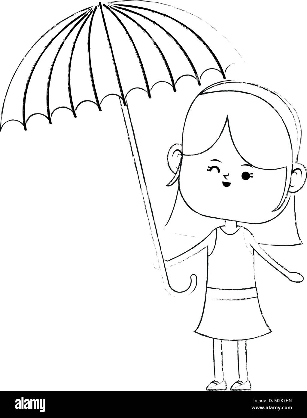 Madchen Mit Regenschirm Stock Vektorgrafik Alamy